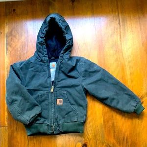 Carhartt Hunter Green boys hooded zip up jacket.